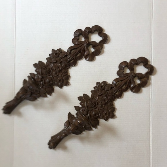 Vtg Syroco Floral Wall Sconces - Picture 4 of 16